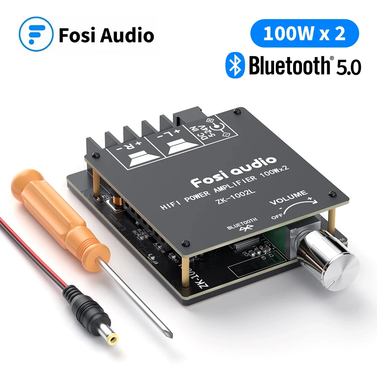 

Fosi Audio Bluetooth 5.0 Digital Amp Module 100Wx2 Wireless Stereo Power Audio Amplifier Board ZK-1002L