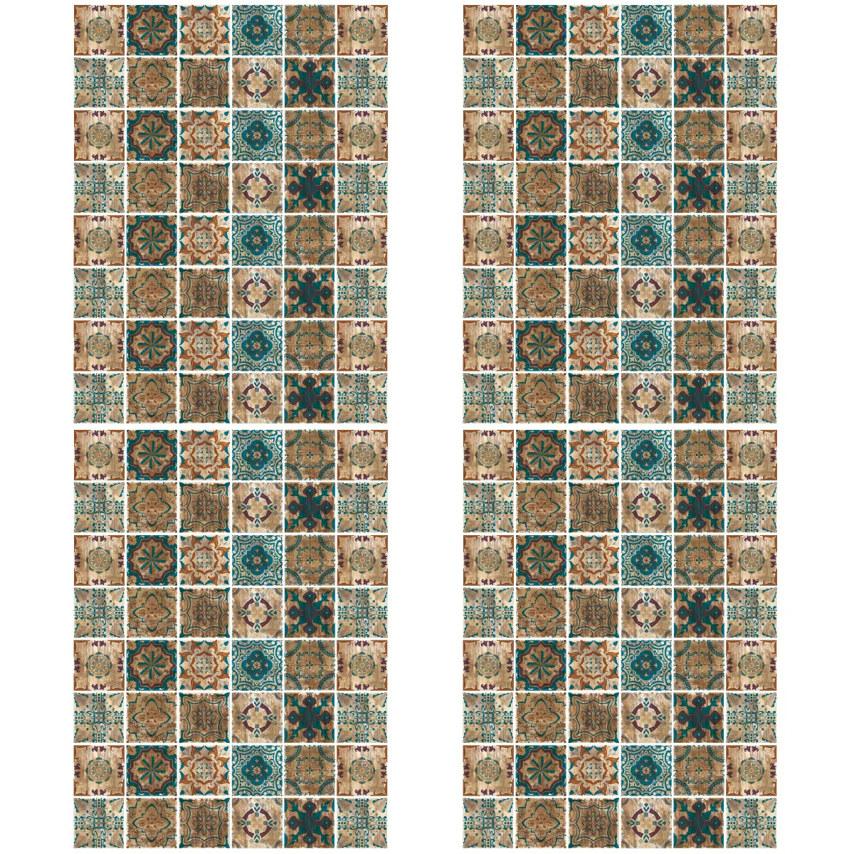 

192 pcs Kitchen Bathroom Wall Stickers Vintage Style Wallpaper Decorative Tile Stickers