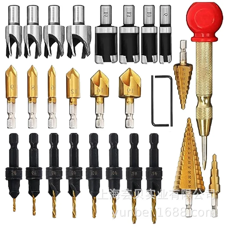 Yunbei 28 шт. сверло с потайной головкой L-образный ключ пробковое пагода пять фаски