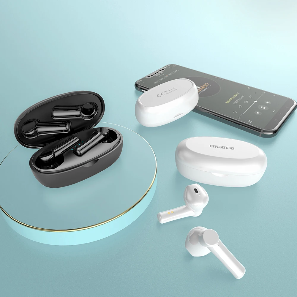 

Fineblue Bluetooth headset TWS charging case Intelligent noise reduction Semi-ear earbuds FF-7 sport gym music HD sound