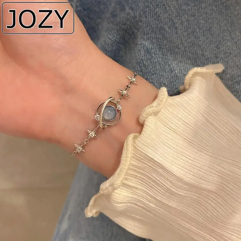 

Женский браслет с опалом JOZY, элегантный корейский браслет с космическим крестом и изящным цирконом, вечернее Ювелирное Украшение в Звездно...