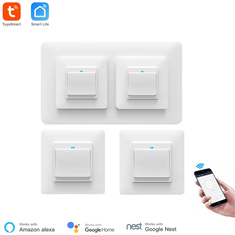 

Умная настенная розетка с выключателем света, работает с Alexa Google Home, Wi-Fi, с беспроводным управлением, автоматизация