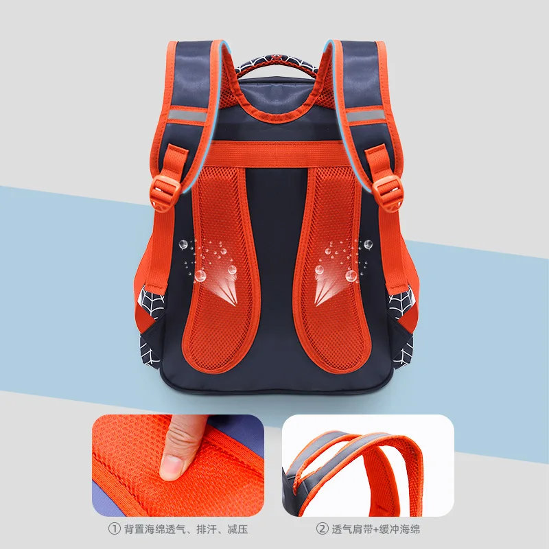 2022 New high-quality Disney children's schoolbag, breathable and comfortable waterproof Spider Man kids backpack