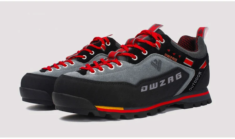 Men`s genuine leather anti-slip breathable climbing hiking shoes mens off-road Shockproof camping trekking shoes