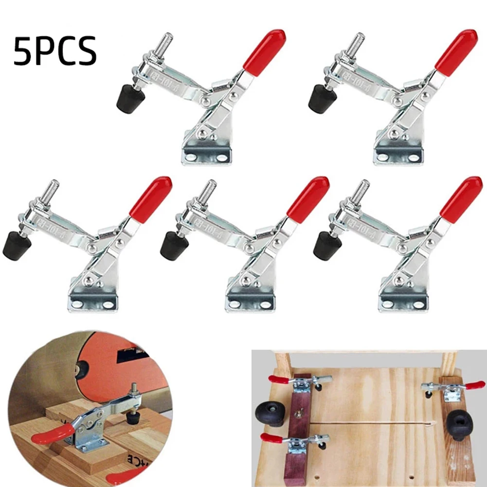 

Tools Clamp Toggle Jig Clamp M5*46mm Silver + Red Toggle Clamp 110Lbs/50kg 5Pcs GH-101-A Galvanized Iron + Plastic