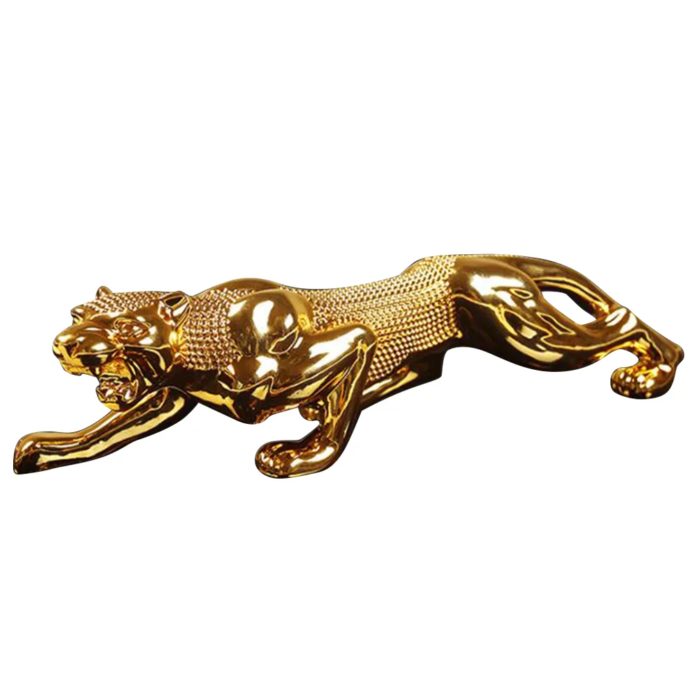 

26cm Dashboard Resin Leopard Office Figurines Interior Crafts Home Portable Car Decoration Fashion Auto Cool Gift Ornaments