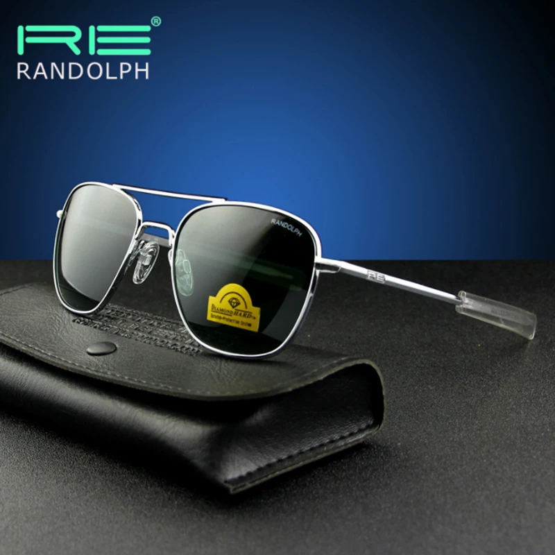 Top Quality American Army Military Pilot RANDOLPH RE Sunglasses Glass Lens Men Brand Designer Sun Glasses Driving Male