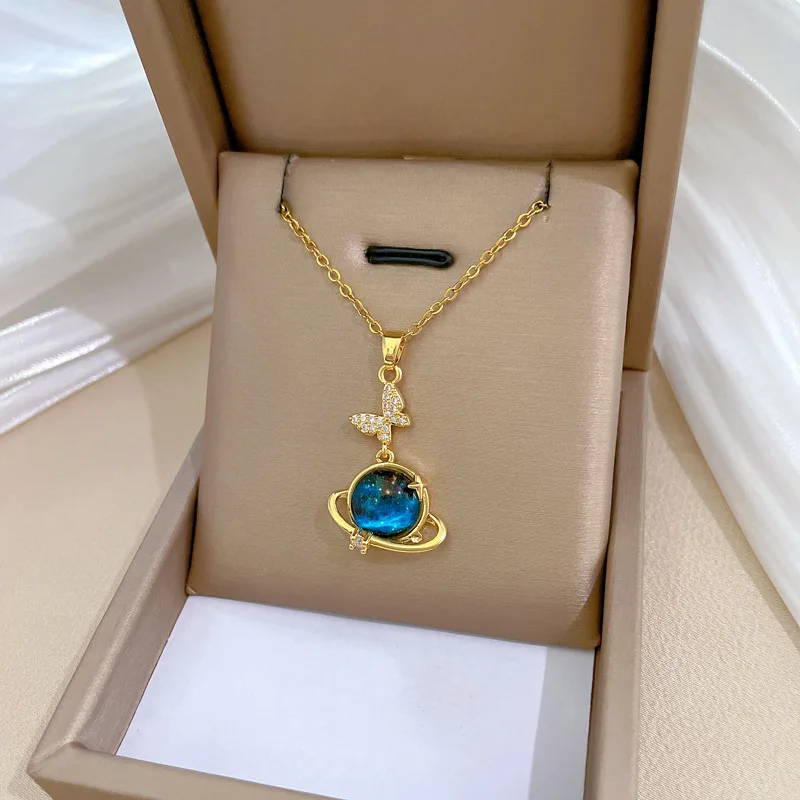 чокер бижутерия подвеска на шею Изысканная планета-бабочка искусственное и