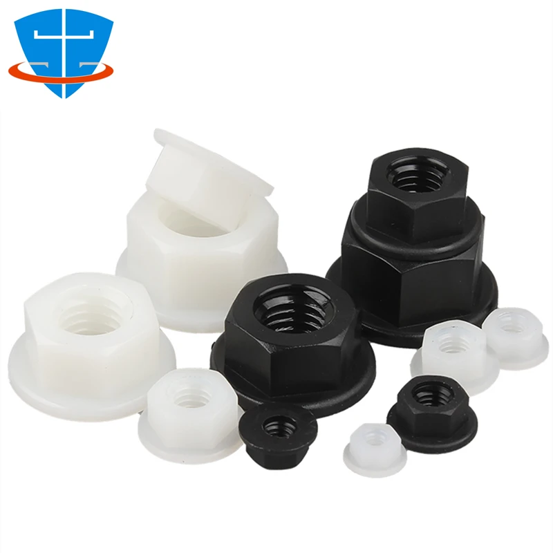 

DIN1661 M3 M4 M5 M6 M8 M10 M12 Black White PA66 Nylon Hexagon Flange Nut Slip Serrated Spinlock Insulation Heat Hex Lock Nut Cap