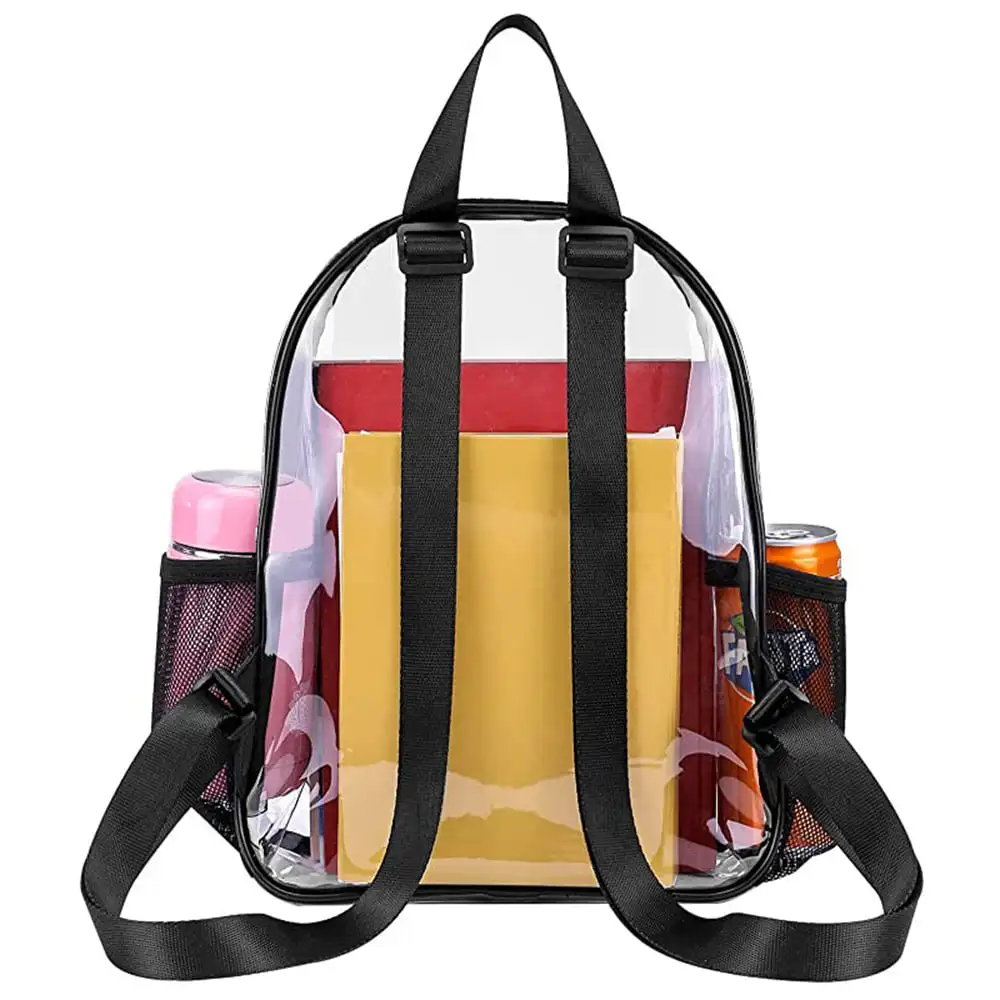 Mini Clear Backpack Heavy Duty Stadium Approved PVC Transparent Backpacks for Kids Small Clear Backpack with Reinforced Strap fo