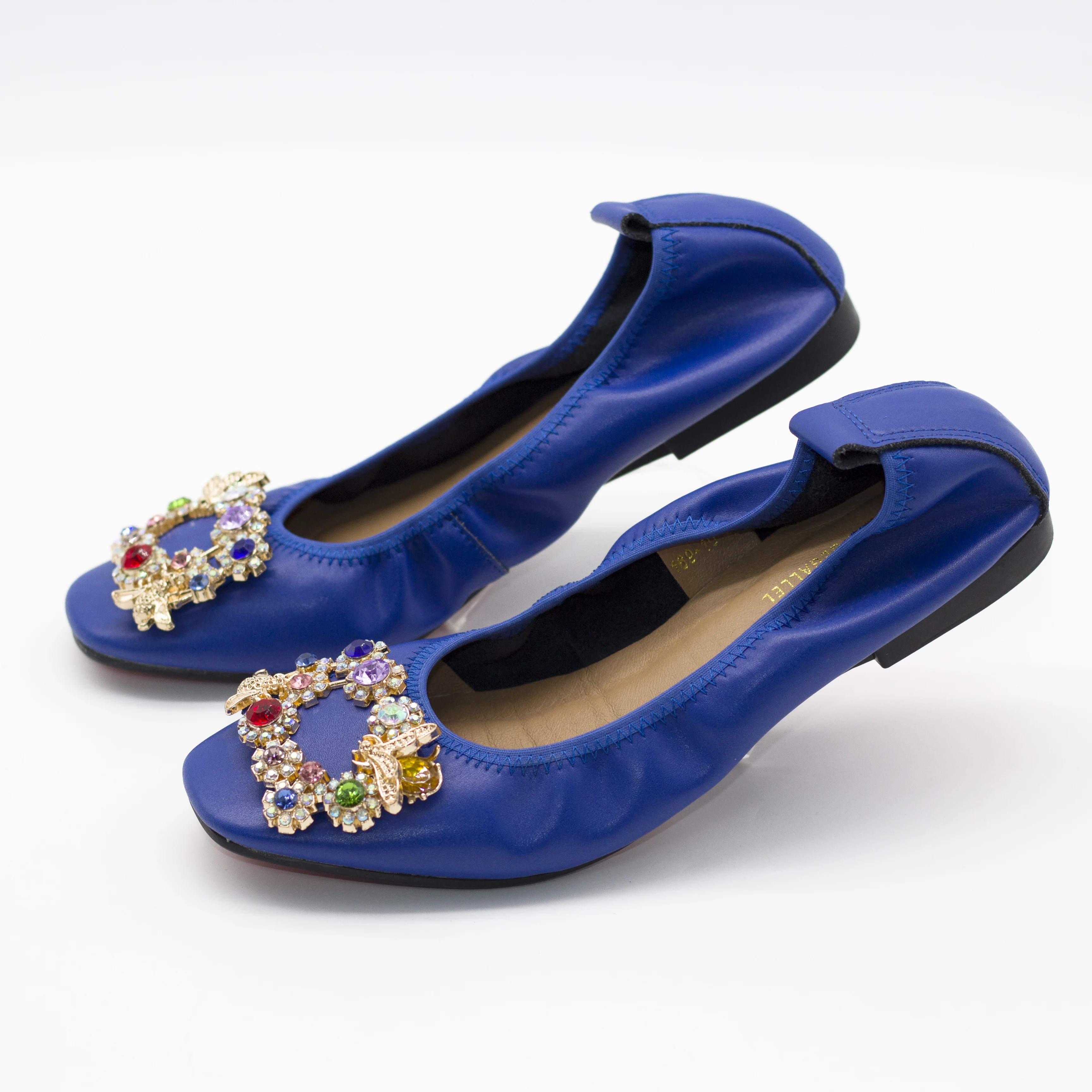 169-10 Red Floral Rhinestone Women Ballet Flats Party Wedding Dancing Banana Shoes Comfort Women's Flat Shoes for Girls