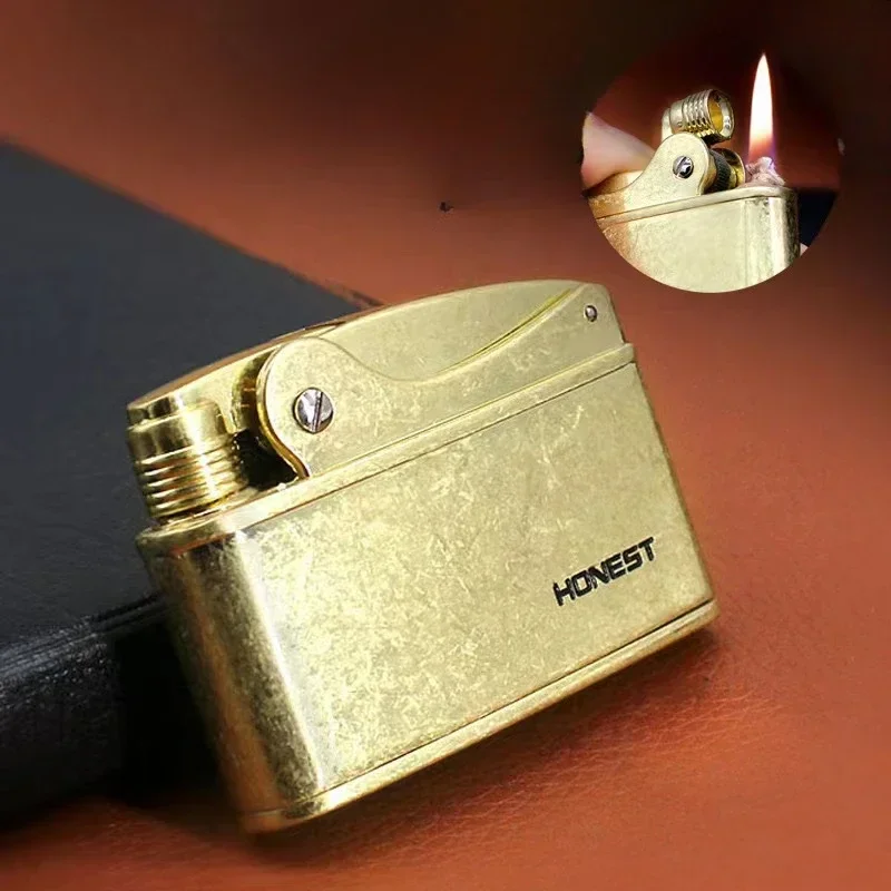 2024 честная Подлинная латунная нажимная кнопка Зажигания керосиновая зажигалка