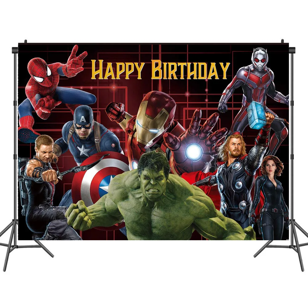 

Disney Avengers Birthday Background Cloth Children Baby Hundred Days Theme Party Layout Wall Photography Poster Photos Backdrop