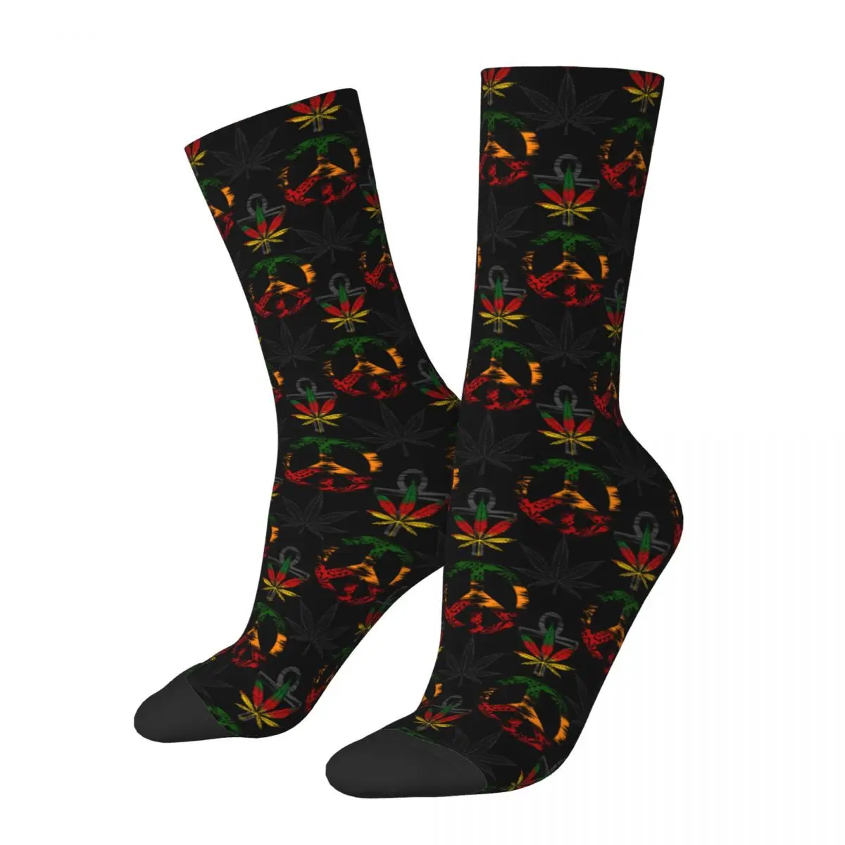 

Зимние теплые крутые женские и мужские носки с принтом марихуаны, конопли, растафариан, поглощающие пот футбольные носки с принтом листьев марихуаны