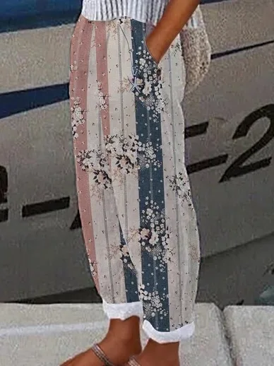 

Women Casual Harem Pants print Loose Fashion Print Wide Leg Female Straight Comfortable Trousers Harajuku