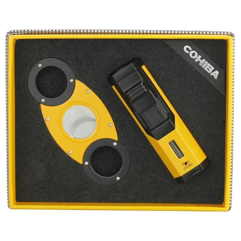 Набор для сигар COHIBA уличная ветрозащитная турбо-зажигалка с синим пламенем
