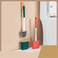 toilet brush silicone wc cleaner toilet brush no dead toilet cleaning brush flat head flexible soft bristles brush with holder