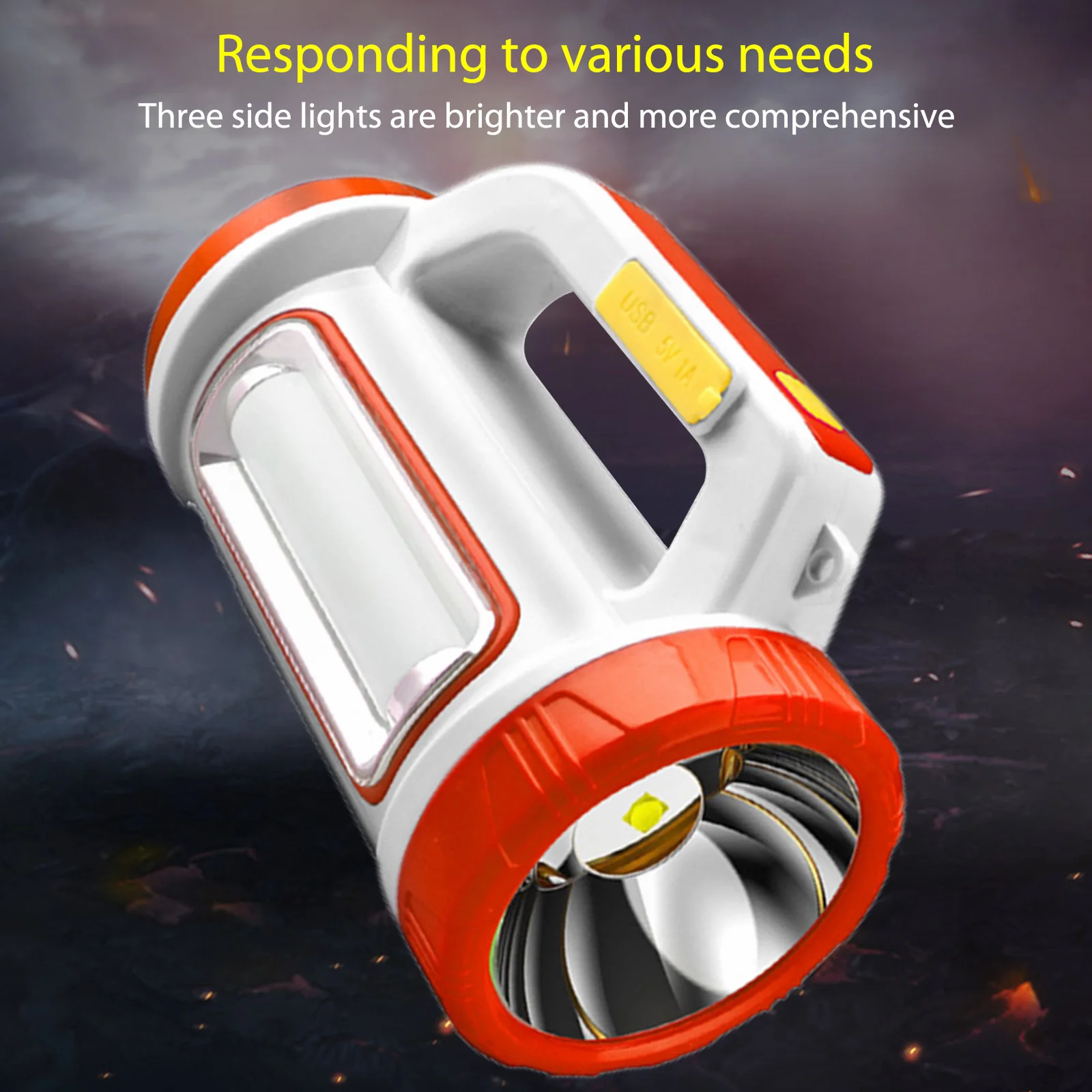 

USB Emergency Flashlight LED/COB Solar Long-range Floodlight Rechargeable Waterproof Power Bank 800-1000LM for Hiking Fishing