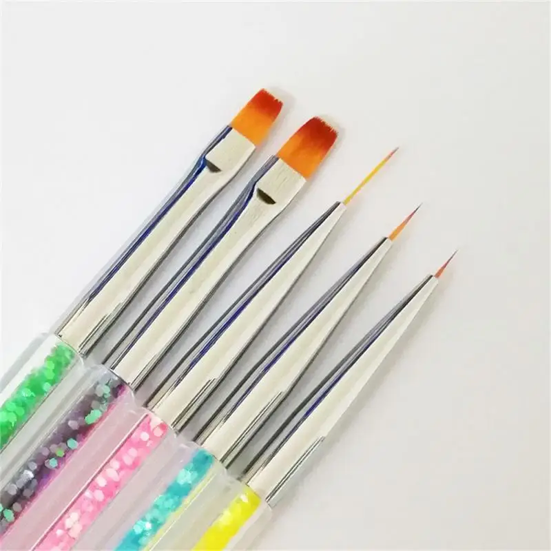 

5Pcs/Set Double-head Colorful Painting Pen Nail Enhancement Set Point Drill Wire Pen Phototherapy Pen Line Drawing Brush Beauty