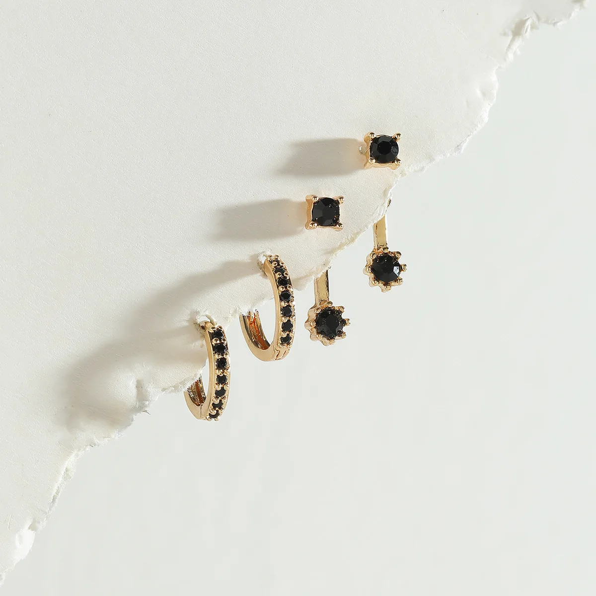 

LUNA CHIAO Fashion Jewelry Crystal Huggies Hoops Front and Back Stud Earrings Set for Women