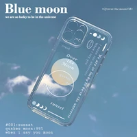 ins geometric gradient moon phone case for iphone 12 11 pro max x xs xr 7 8 plus se3 anti fall transparent cases cover