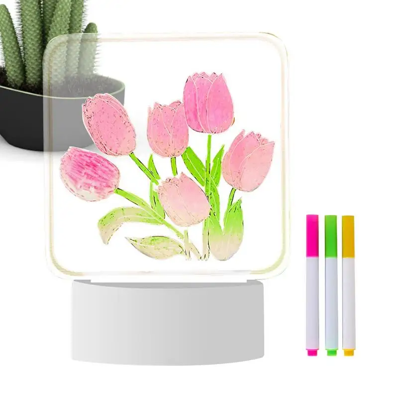 

DIY Flower Table Lamp Tulip Desk LED Night Light Adjustable USB Tri-Color Base Desk Lamp For Living Room Bedroom Home Decor