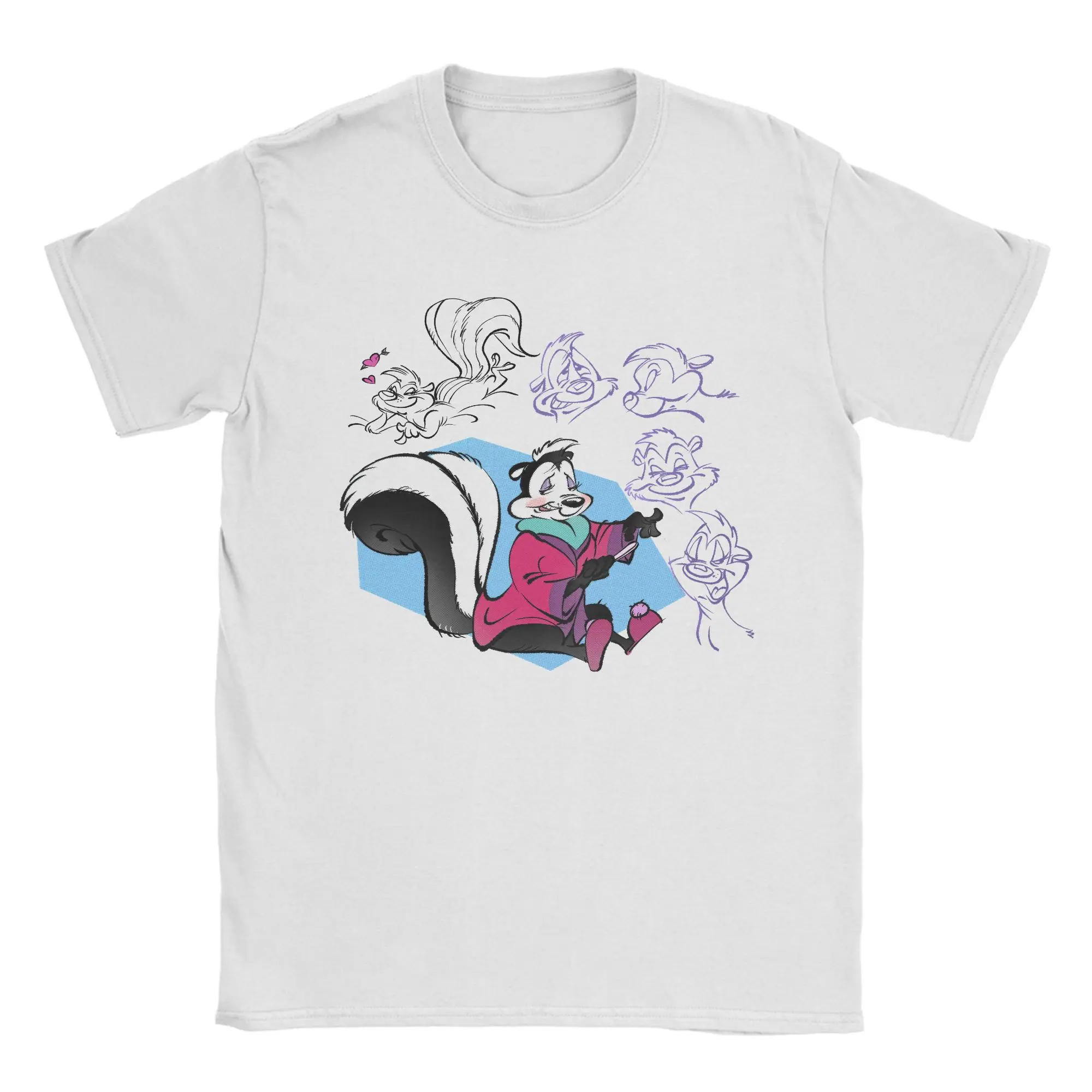 Фото Футболка Pepes Le Pew Penelope Skunk Love Rose, летние хлопковые футболки для мужчин, футболка для отдыха, футболка с короткими рукавами, топы с короткими рукавами №3