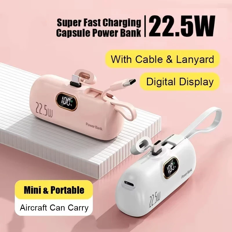 Фото 30000 мАч Power Bank, мини-портативная капсула, мобильный источник питания, аварийный внешний аккумулятор, быстрое зарядное устройство для Type-c iPhone Samsung №3