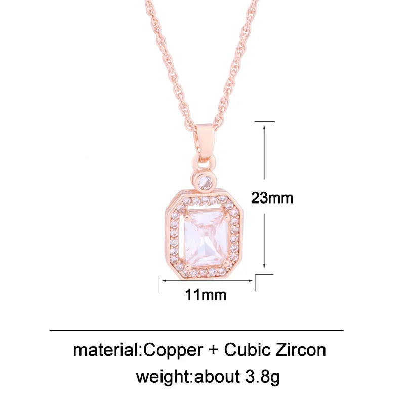 Новый модный квадратный кулон и ожерелье из натурального циркона для женщин цвет