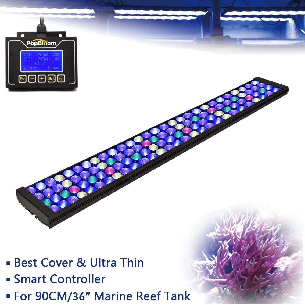 

PopBloom Marine Aquarium Lamp Full Spectrum Led Aquarium Lighting Program for 80-100cm Reef Coral marine Aquarium Tank Turing75