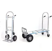 3 in 1 Convertible Aluminum Frame Steel Handle Four Wheels Folding Harbor Freight Hand Truck Trolley