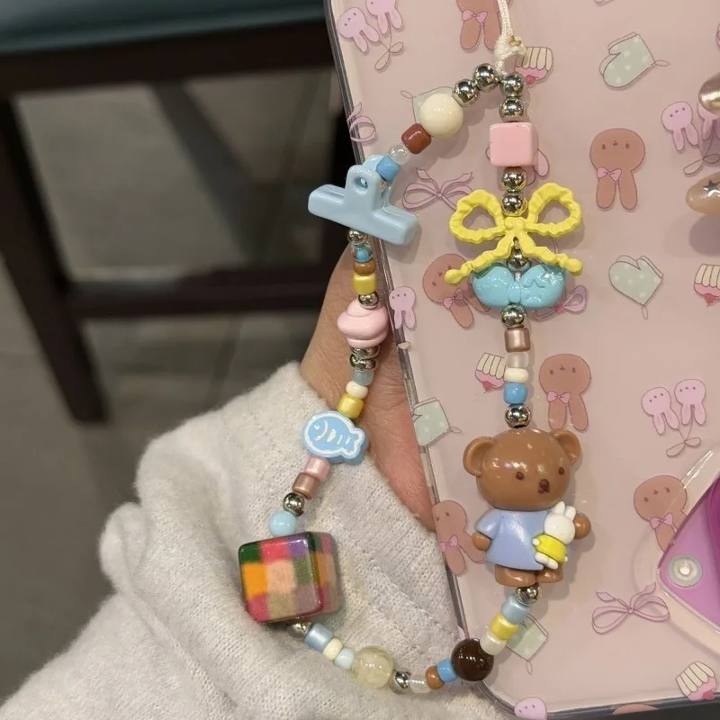 Милый брелок-подвеска Miffy & Boris Bear с бусинами, мультяшный декор, съемный ремешок, чехол для CCD-камеры и подвеска для сумки для путешествий (art.: 3920d8ec97751) - 3920d8ec97751
