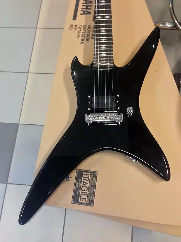 

Rhxflame 24 Frets RICH Steal Chuck Schuldiner Gloss Black Electric Guitar Ebony Fingerboard, Wrap Around Tailpiece Diamond Inlay