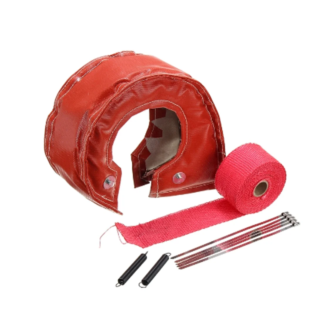

1Set T3 Turbo Heat Blanket Cover+Exhaust Pipe Wrap Springs Zip Ties for T25/T28/GT25/CT26/GT28/GT30 Red