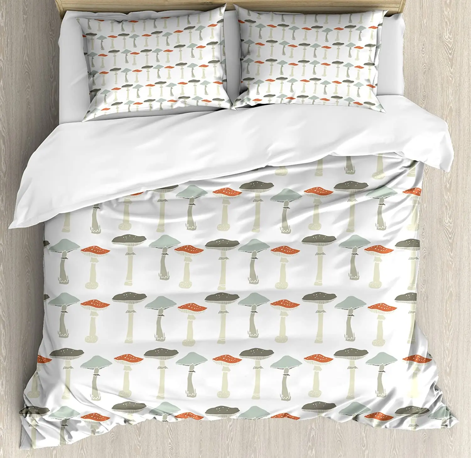 

Mushroom Bedding Set For Bedroom Bed Home Pattern with Pale Colored Boletus Porcini Amani Duvet Cover Quilt Cover And Pillowcase