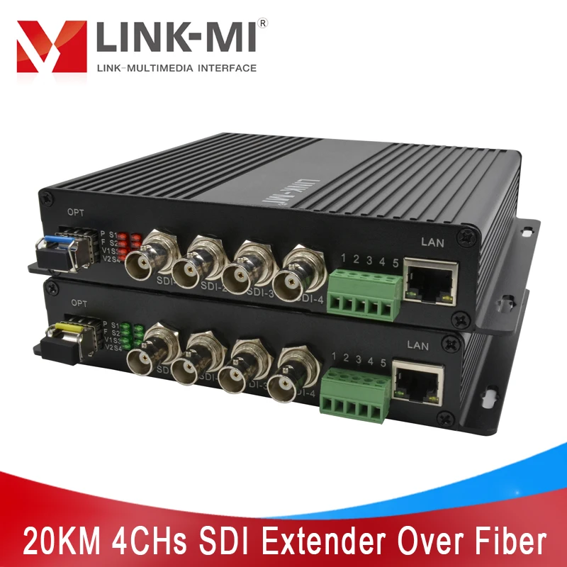 

LINK-MI 20KM 4CHs HD-SDI to Fiber Converter with RS485/422/232 Ethernet LC/FC SFP 4-Port SDI Fiber Optic Extender for Camera