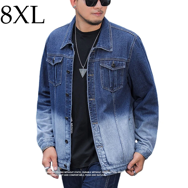 

Джинсовая куртка мужская, уличная одежда, Повседневная Удобная джинсовая куртка, 8XL