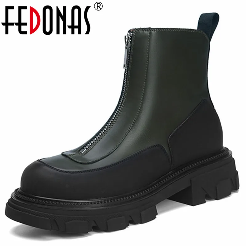 

Женские ботильоны из коровьей кожи FEDONAS, Черные полусапожки классического дизайна, теплая обувь для офиса и вечеринки на осень и зиму 2019