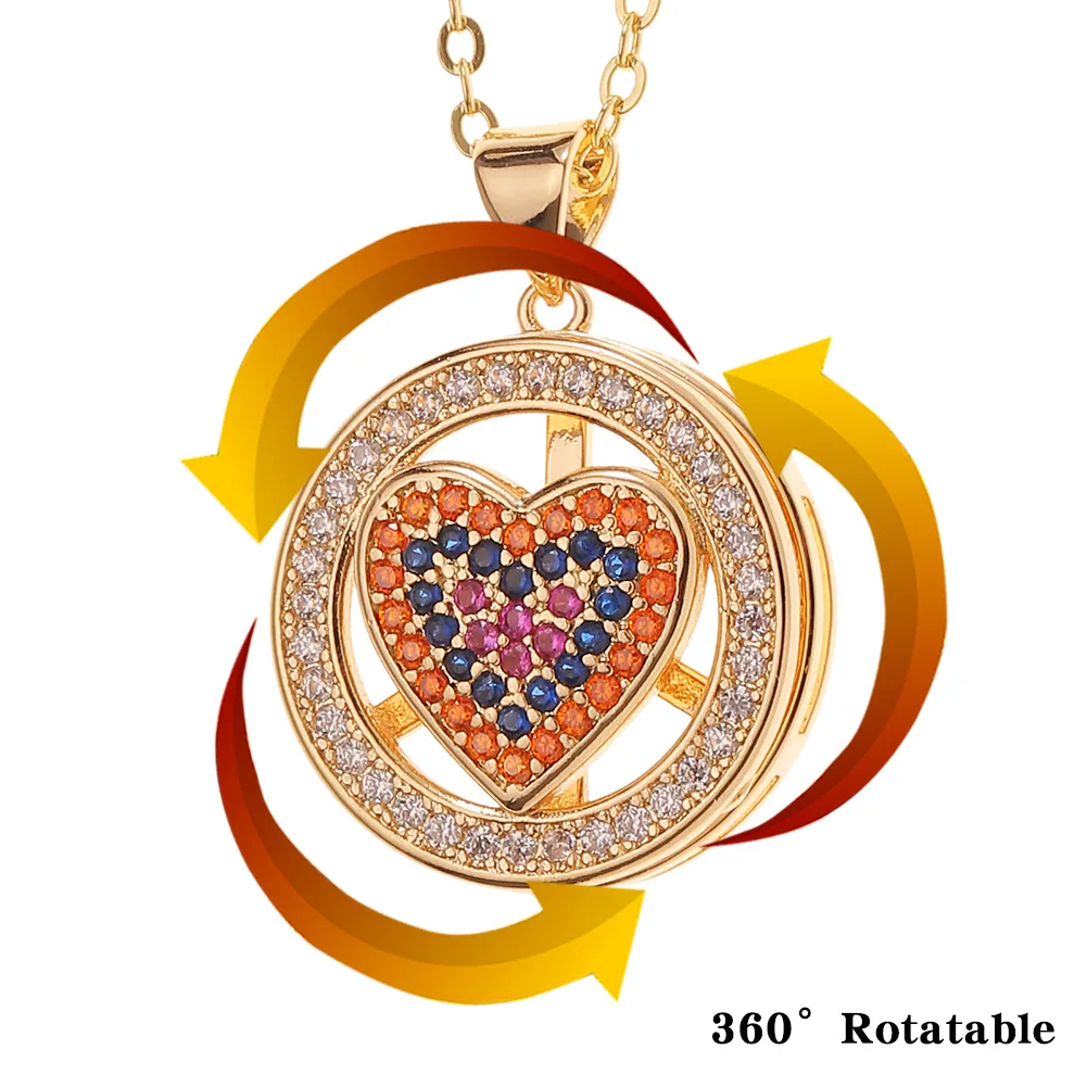 

Summer Holiday High-quality New Women's Jewelry 360 ° Rotatable Pendant Heart-shaped Smiley Fashion Necklace Wild Jewelry