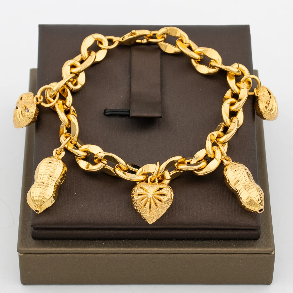 Luxury Bear Design Stainless Steel Bangle Chain Gold Color Bracelet Dubai Saudi Trendy Jewelry for Arabic Wedding Bridal Gift