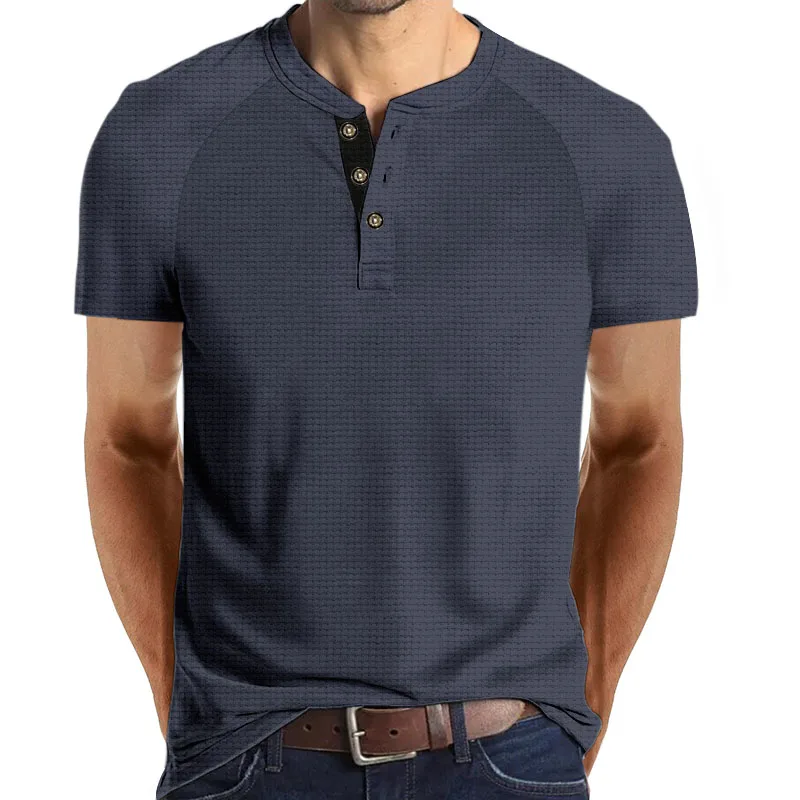 

Nowy letni biznes rękawem Top z okrągłym dekoltem w jednolitym kolorze męska koszulka Polo