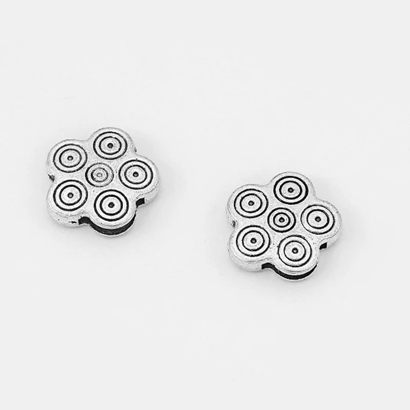 Тибетский серебряный цветок круглые бусины ползунки разделители подвески 10x2 мм