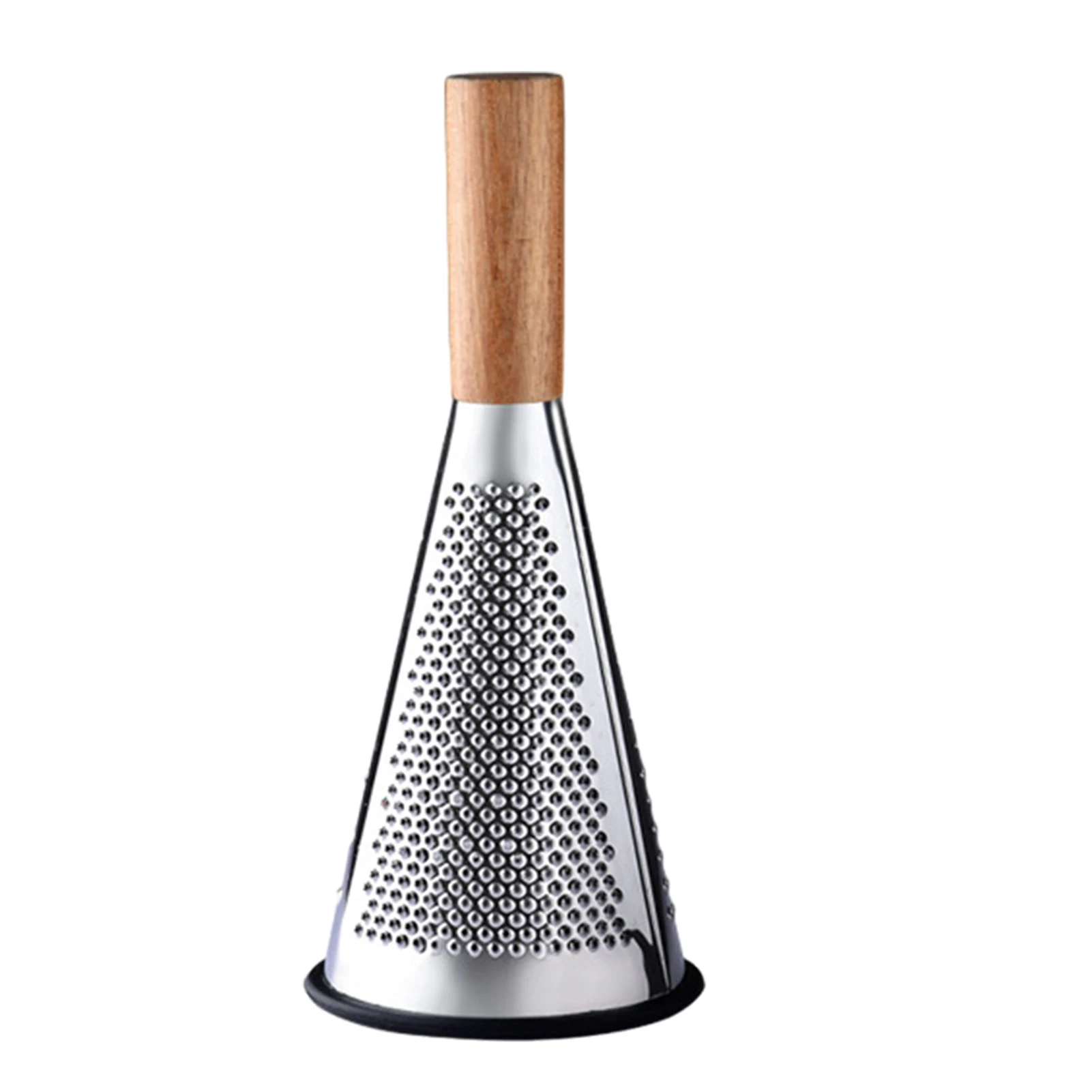 Non Slip Home Handheld Triple Function Cone Shape Rubber Bottom Restaurant Cheese Grater Wooden Handle Manual Parmesan