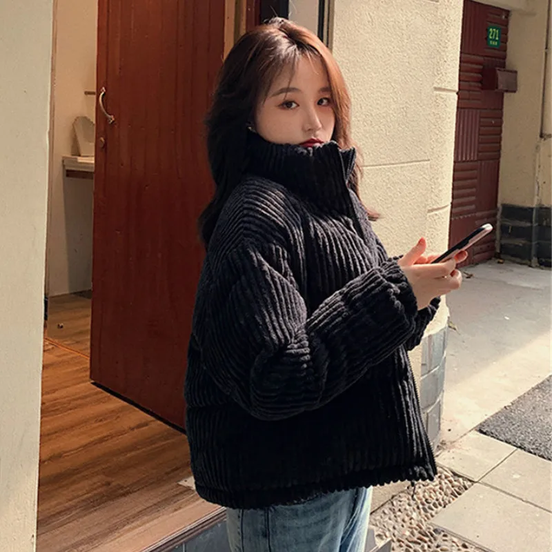 Corduroy Warm Jacket New Women Coat Casual Down Parka Outerwear Thick Female Short Coats Fashion Jackets Winter Clothes 6 Colors