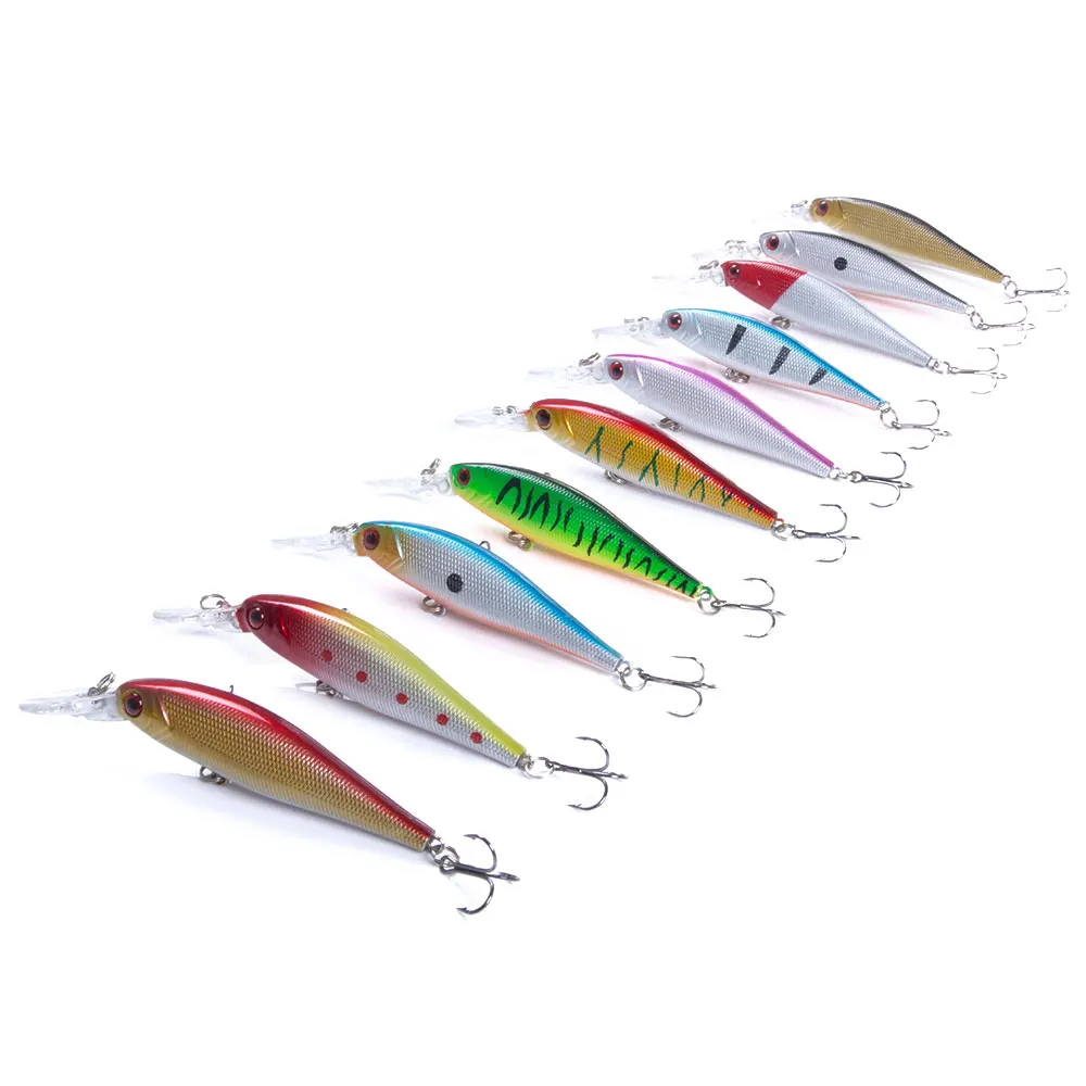 

10Pcs Minnow Fishing Lure 10.5cm 9.5g Crankbaits Bait for Fishing Diving Depth 0.5-1.5m Wobblers Pike Baits Shads Tackle