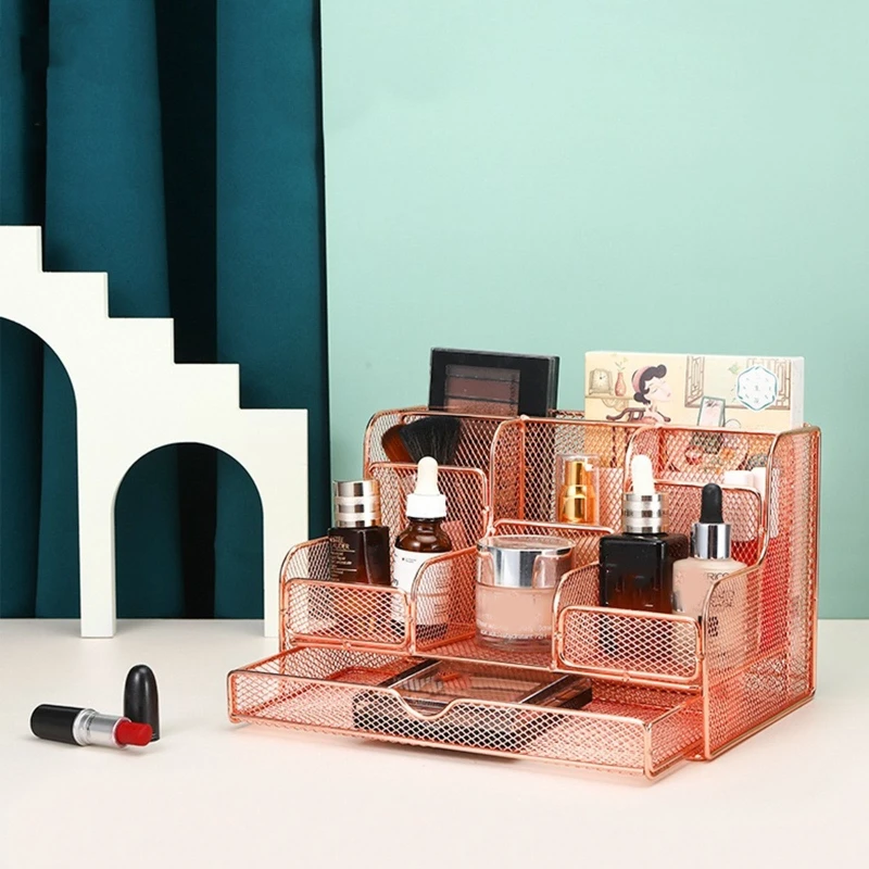 

Multifunctional Storage Holder for Stationery Home Office Tabletop Organizer Stand Mesh Hollow Cosmetic Bracket Durable