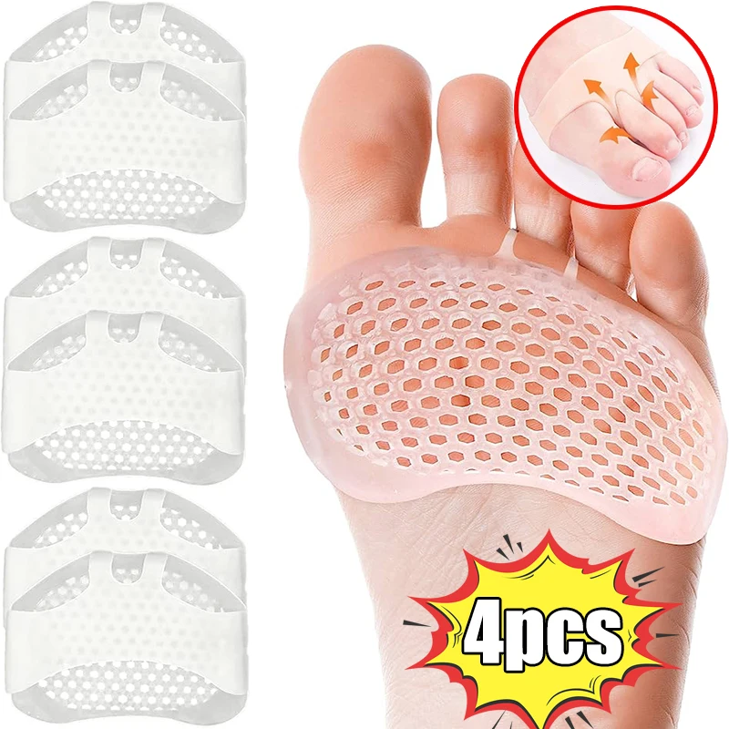 

4pcs Silicone Metatarsal Pads Toe Separator Pain Relief Foot Pads Orthotics Foot Massage Insoles Forefoot Socks Foot Care Tool