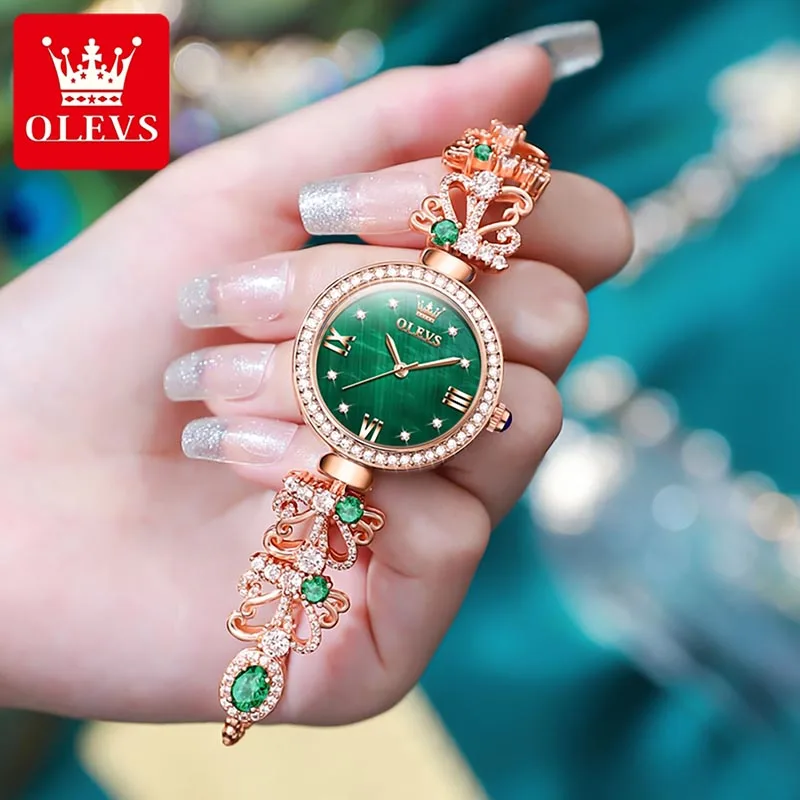 OLEVS Casual Fashion Quartz Womens Watches Trend Ladies Watch Slim Dial Design Diamond 2023 New Women Clock 30M Waterproof 9958