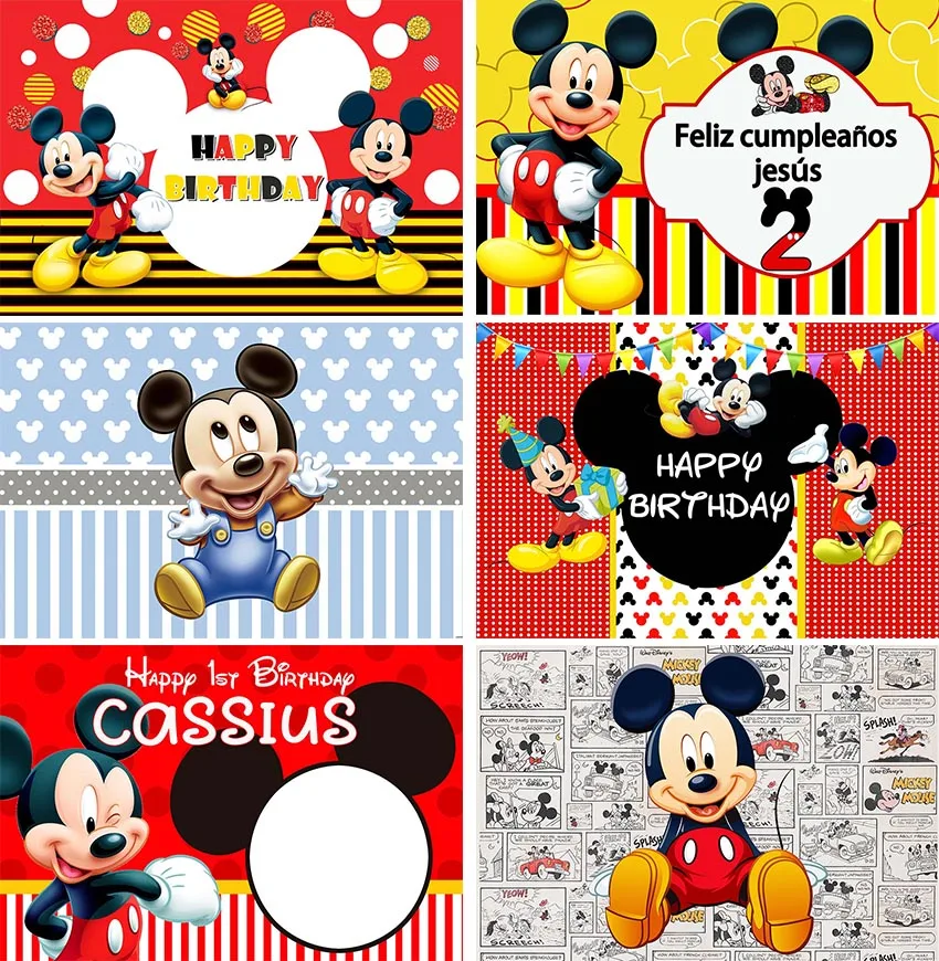 

Disney Mickey Mouse Photography Backgrounds Vinyl Cloth Photo Customizable Photography Backdrops Baby Birthday Party Photo Studi