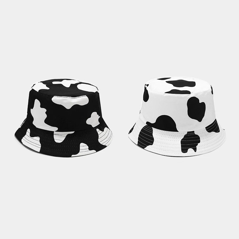 

Women Cows Bucket Cap Cotton Fisherman's Hat Visor Suncreen Floppy Cap Outdoor Travel Caps Seaside Beach Hats